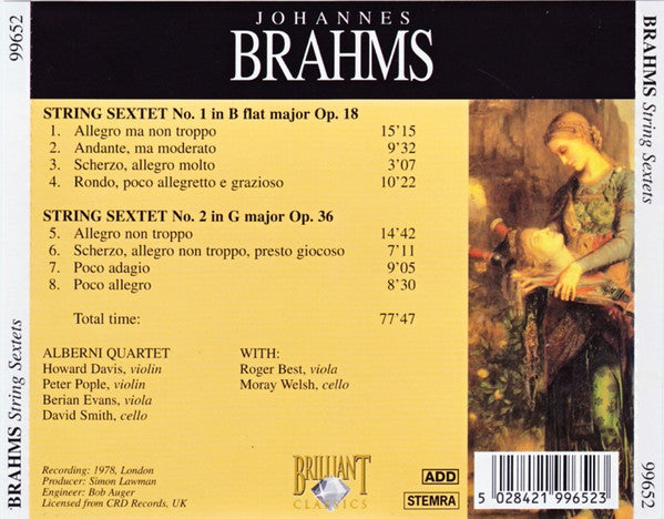 Johannes Brahms, The Alberni Quartet : String Sextets (CD, Album)