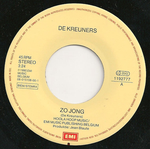 De Kreuners : Zo Jong (Nieuwe Mix) (7", Single)