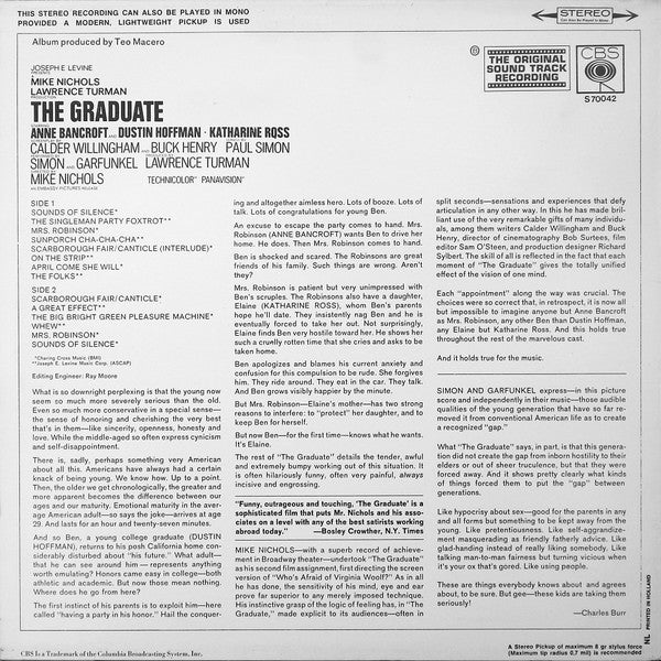 Simon & Garfunkel, Dave Grusin : The Graduate (The Original Sound Track Recording) (LP, Album)