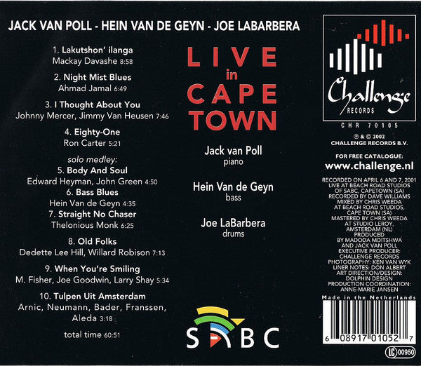 Jack van Poll - Hein Van de Geyn - Joe LaBarbera : Live In Cape Town (CD)