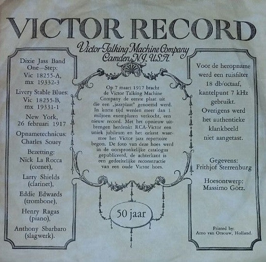 The Original Dixie Land Jass Band* : Original Dixieland One Step / Livery Stable Blues (7", RE)