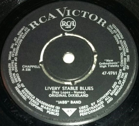 The Original Dixie Land Jass Band* : Original Dixieland One Step / Livery Stable Blues (7", RE)