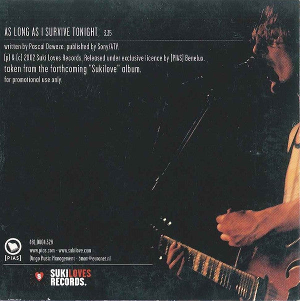 Sukilove : As Long As I Survive Tonight (CD, Single, Promo)