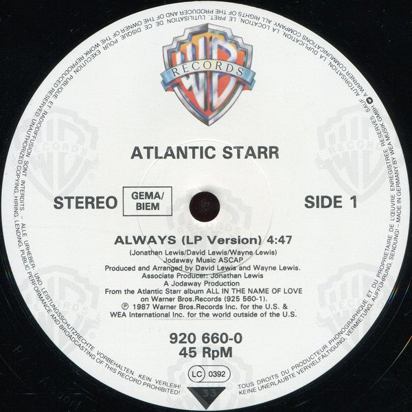 Atlantic Starr : Always (12")