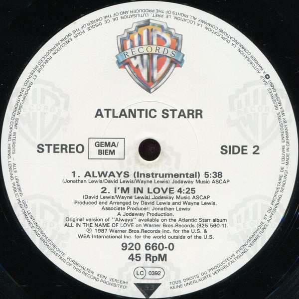 Atlantic Starr : Always (12")
