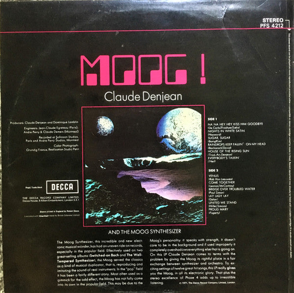 Claude Denjean : Moog! Claude Denjean And The Moog Synthesizer (LP, Album)