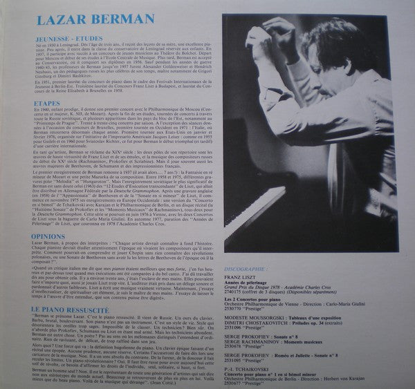 Pyotr Ilyich Tchaikovsky / Herbert von Karajan, Lazar Berman, Berliner Philharmoniker : Concerto No. 1 Pour Piano En Si Bémol Mineur (LP, Album, RE, gat)