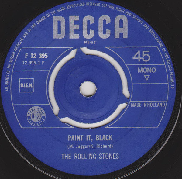 The Rolling Stones : Paint It, Black / Long Long While (7", Single, Mono)