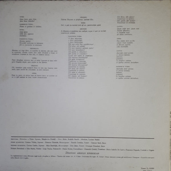 Giacomo Carissimi, Margherita Rinaldi, Rodolfo Farolfi, Luciano Medici, Angelo Ephrikian : Dives Malus (LP, Gat)