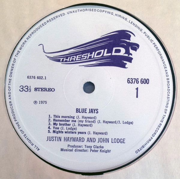 Justin Hayward & John Lodge : Blue Jays (LP, Album, Gat)