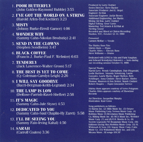 Carmen McRae : Sarah - Dedicated To You (CD, Album)