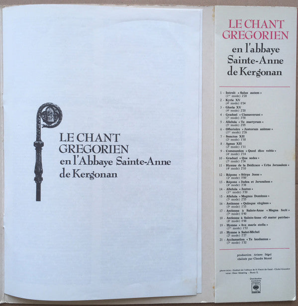 Chœur Des Moines De Kergonan : Le Chant Grégorien En L'Abbaye Sainte-Anne De Kergonan (LP, Ⓐ)