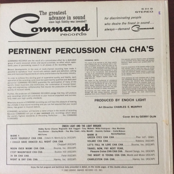 Enoch Light And The Light Brigade : Pertinent Percussion Cha Cha's (LP, Album)