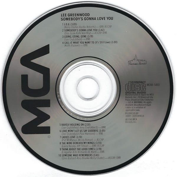 Lee Greenwood : Somebody's Gonna Love You (CD, Album, RE)