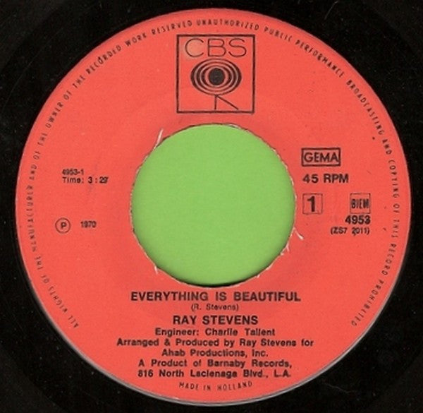 Ray Stevens : Everything Is Beautiful (7", Single)