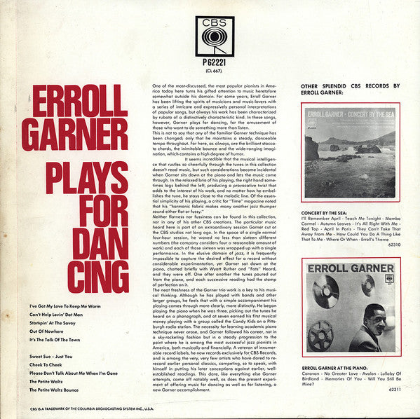 Erroll Garner : Erroll Garner Plays For Dancing (LP, Mono)