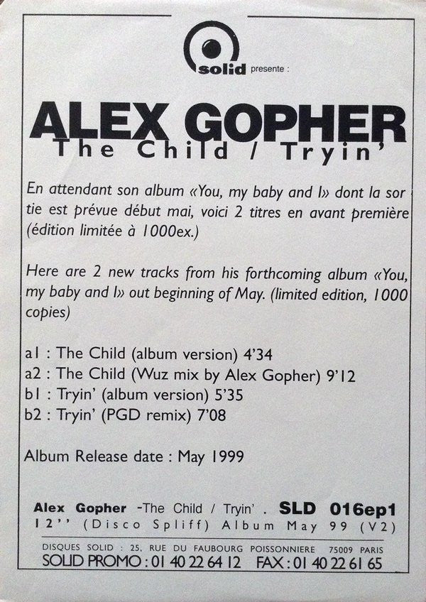Alex Gopher : The Child / Tryin' (12", EP, Ltd)