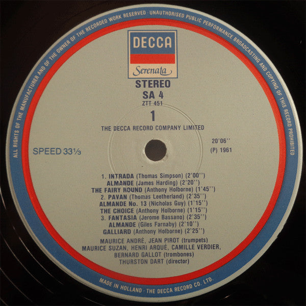Maurice André : Royal Music Of King James I (LP, RE)