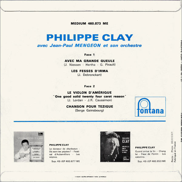 Philippe Clay : Avec Ma Grande Gueule (7", EP)