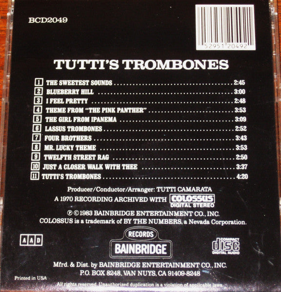 Tutti's Trombones : Tutti's Trombones (CD, Album, RE)