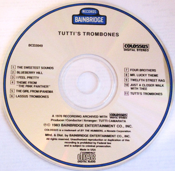 Tutti's Trombones : Tutti's Trombones (CD, Album, RE)