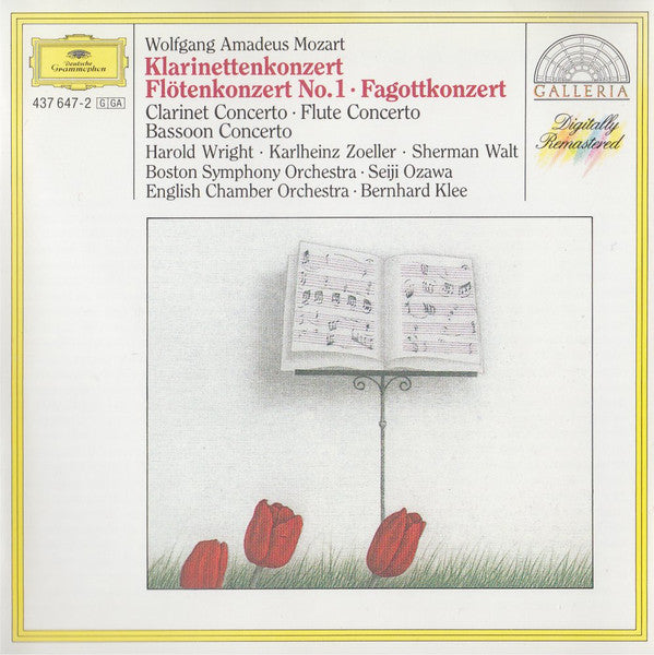 Wolfgang Amadeus Mozart, Seiji Ozawa, Boston Symphony Orchestra, Harold Wright, Karlheinz Zöller, Sherman Walt, Wiener Philharmoniker : Clarinet Concerto . Flute Concerto No.1 . Bassoon Concerto (CD, Album, RM)