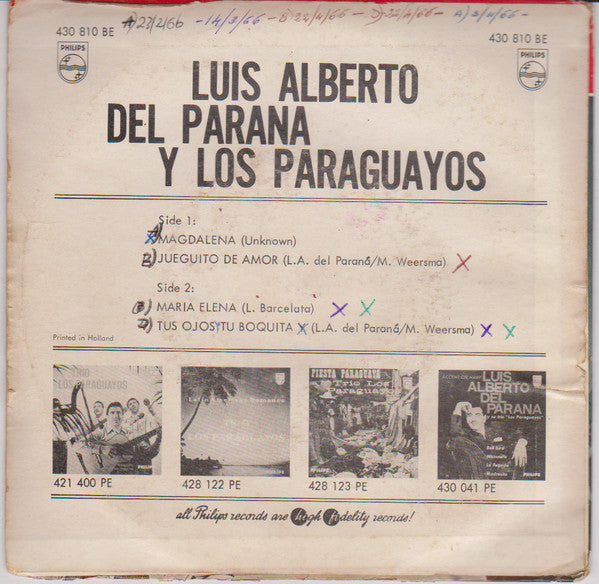 Luis Alberto Del Parana Y Los Paraguayos : Magdalena (7", EP, Mono)