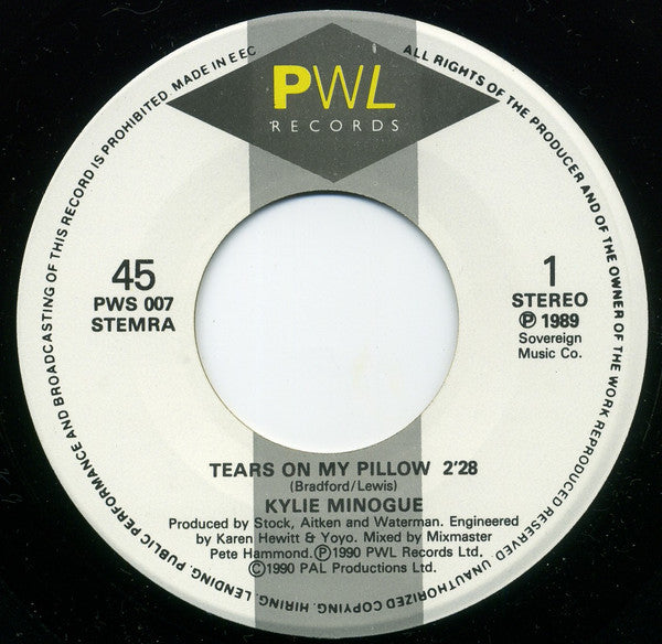 Kylie Minogue : Tears On My Pillow (7", Single)
