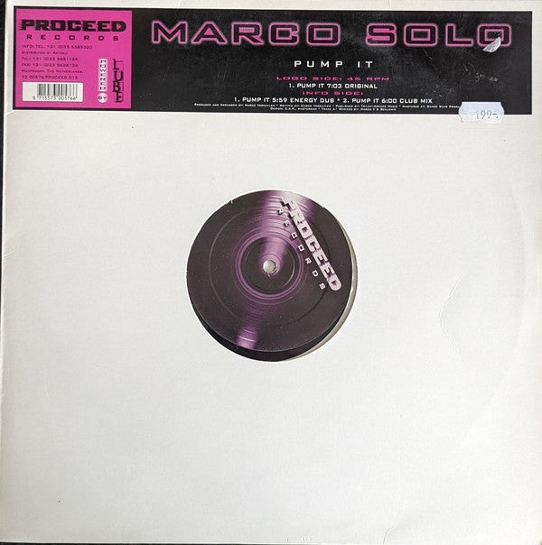 Marco Solo : Pump It (12", Maxi)