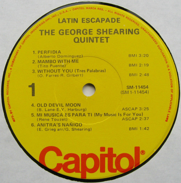The George Shearing Quintet : Latin Escapade (LP, Album, RE)