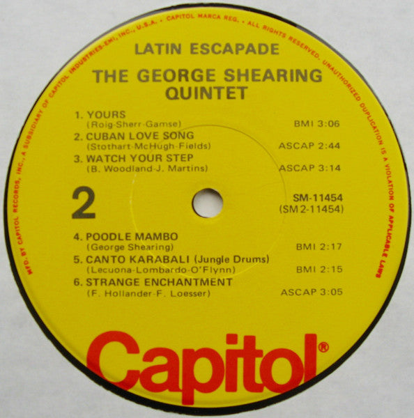 The George Shearing Quintet : Latin Escapade (LP, Album, RE)