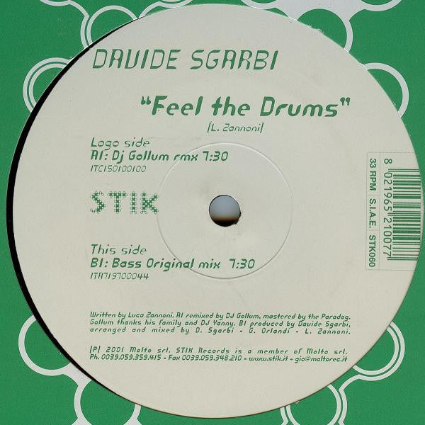 Davide Sgarbi : Feel The Drums (12")