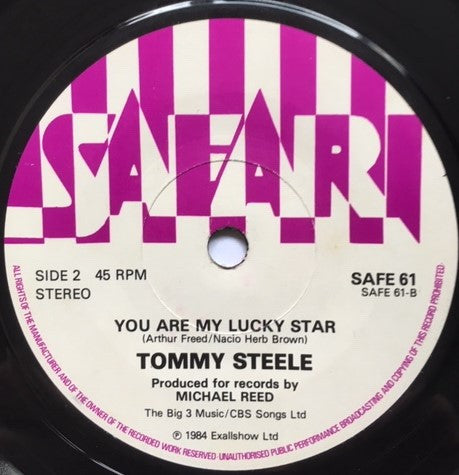 Tommy Steele : Singin' In The Rain (7", Single)