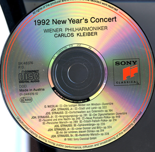 Carlos Kleiber, Wiener Philharmoniker : 1992 New Year’s Concert In The 150th Jubilee Year Of The Wiener Philharmoniker (CD, Album)