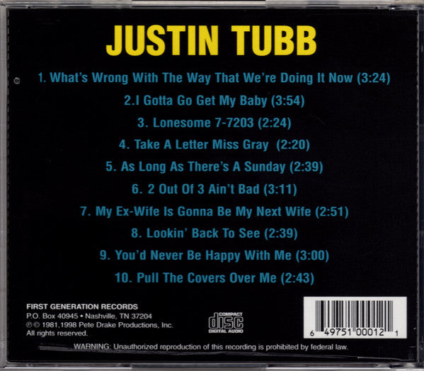 Justin Tubb : Justin Tubb (CD, Album, RE)