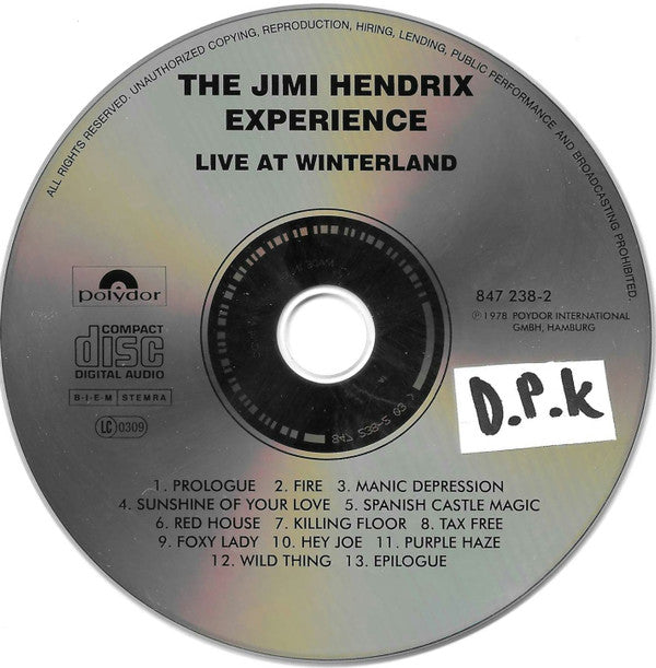 The Jimi Hendrix Experience : Live At Winterland (CD, Album, RE, RP)