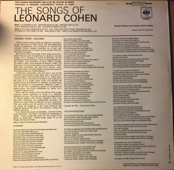 Leonard Cohen : Songs Of Leonard Cohen (LP, Album)