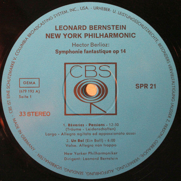 Hector Berlioz, Leonard Bernstein, New York Philharmonic : Symphonie Fantastique (LP, Album, Gat)