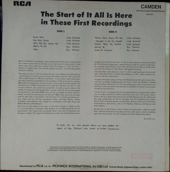Little Richard & Roy Orbison : Little Richard & Roy Orbison (LP, Comp)