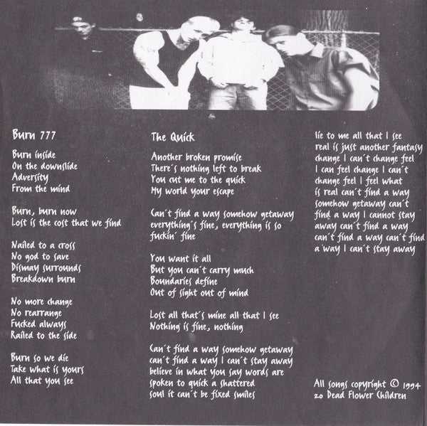 20 Dead Flower Children : Burn 777 / The Quick (7", Single, Red)