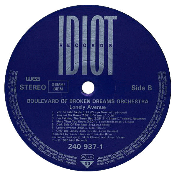 The Boulevard Of Broken Dreams Orchestra : Lonely Avenue (LP, Album)