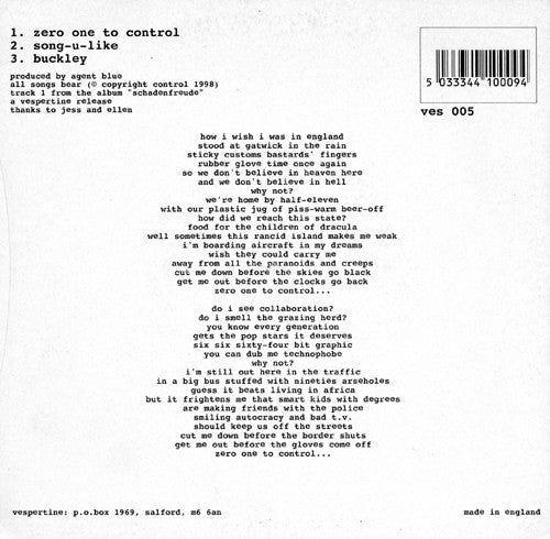 Bear : Zero One To Control (7", Single)