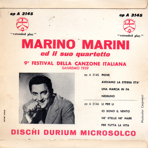 Marino Marini Ed Il Suo Quartetto : Sanremo 1959 (7", EP)