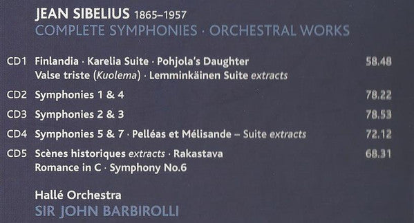 Jean Sibelius – Hallé Orchestra, Sir John Barbirolli : Complete Symphonies • Orchestral Works (5xCD, RE, RM + Box, Comp)