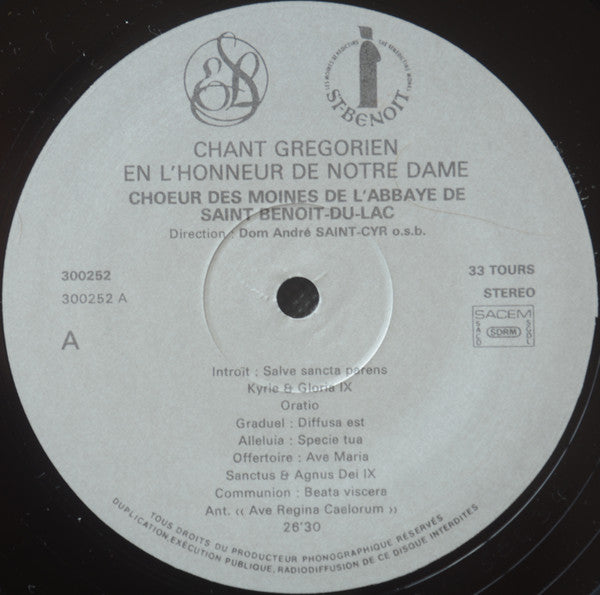 Choeur des Moines de l'Abbaye Saint-Benoît-du-Lac : Fêtes de Notre-Dame (LP, Album)
