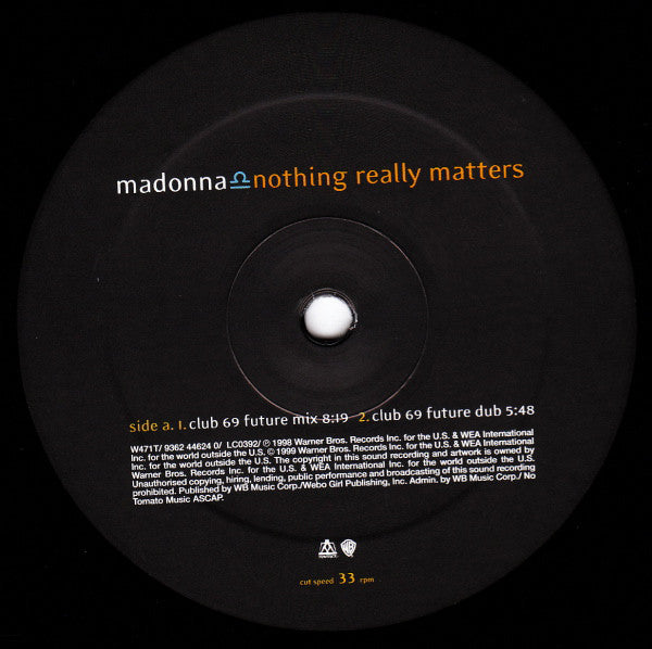 Madonna : Nothing Really Matters (12", Single, Dam)
