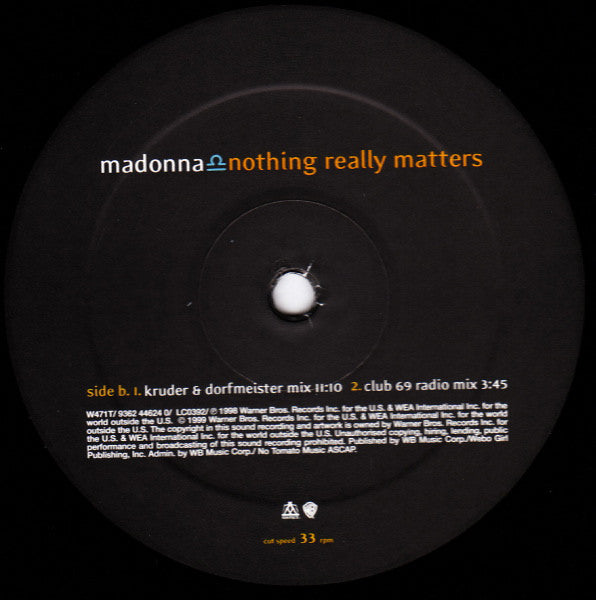 Madonna : Nothing Really Matters (12", Single, Dam)