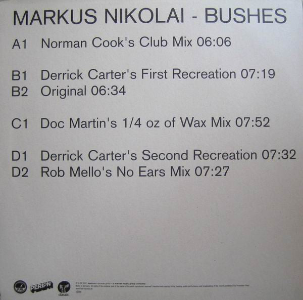 Markus Nikolai : Bushes (2x12", Promo)