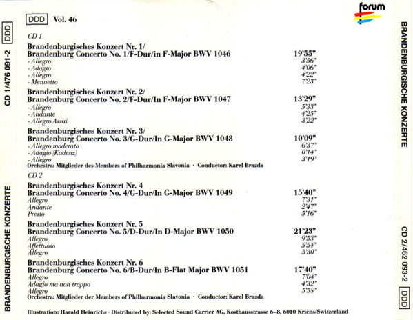 Johann Sebastian Bach, Philharmonia Slavonica, Karel Brazda : Brandenburgische Konzerte 1-6 (CD, Album)