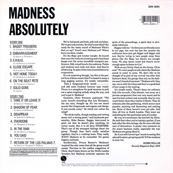 Madness : Absolutely (LP, Album, Los)